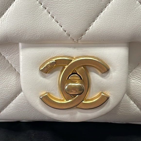 Authentic Chanel Small Flap Funky Town Bag Chunky Shoulder Strap in White - Picture 5 of 12